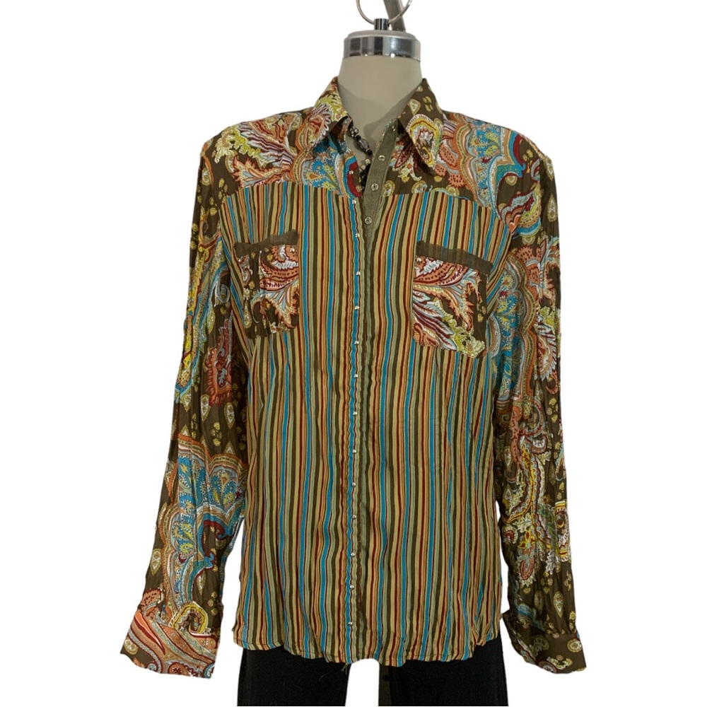JAIPUR Long Sleeves Multicolour striped Blouse Size XL